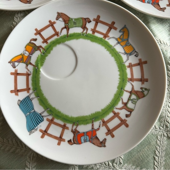 Sigma Paddock Taste Seller 602 Colorful Horse-Themed Cups & Saucers Set of 3 - Picture 9 of 13